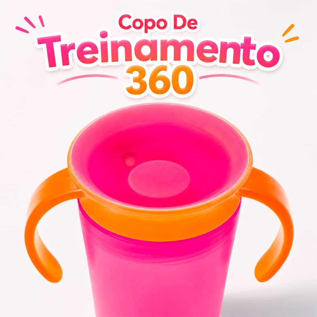 Copo De Treinamento 360 Com Alça Antivazamento Buba Bebê Infantil Rosa Alimentação