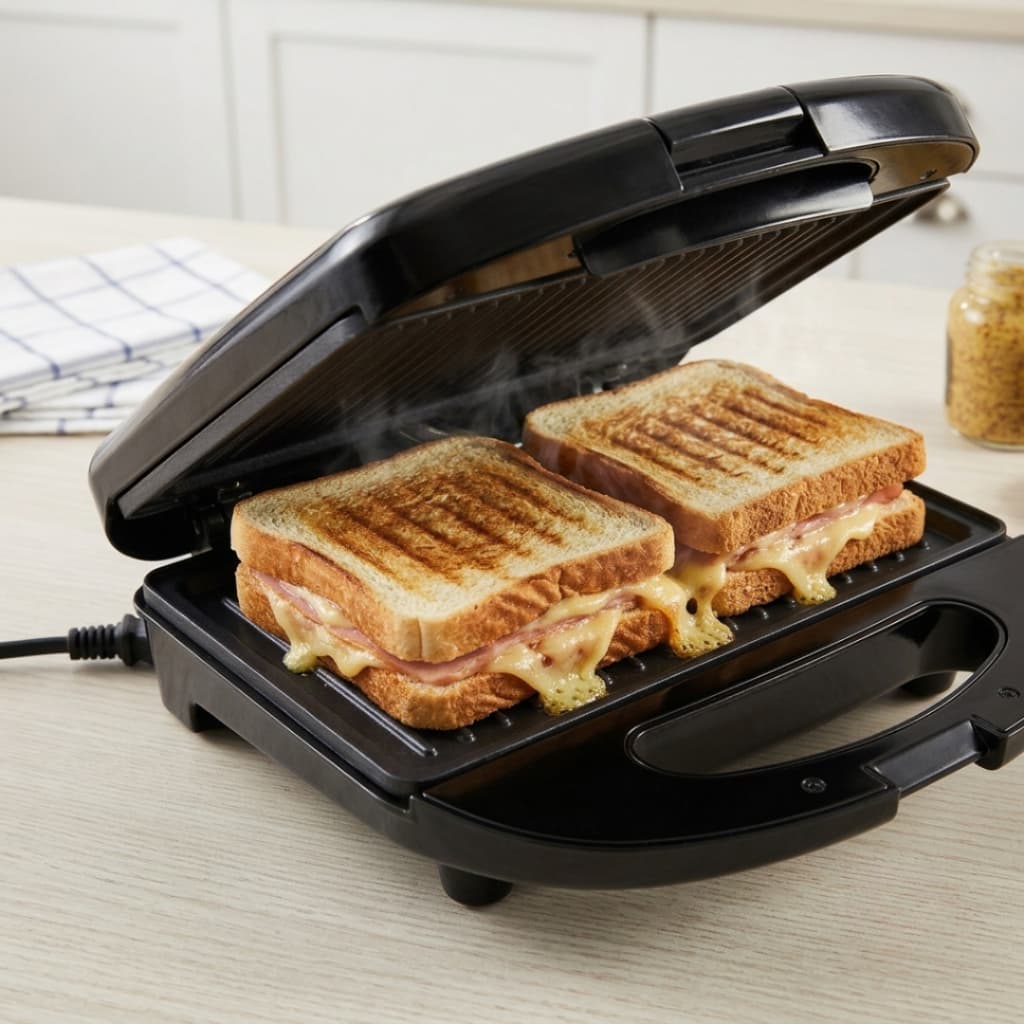 Sanduicheira misto e pão Grill Elétrica 2 Em 1 Antiaderente Prensa Dupla 750W 127V