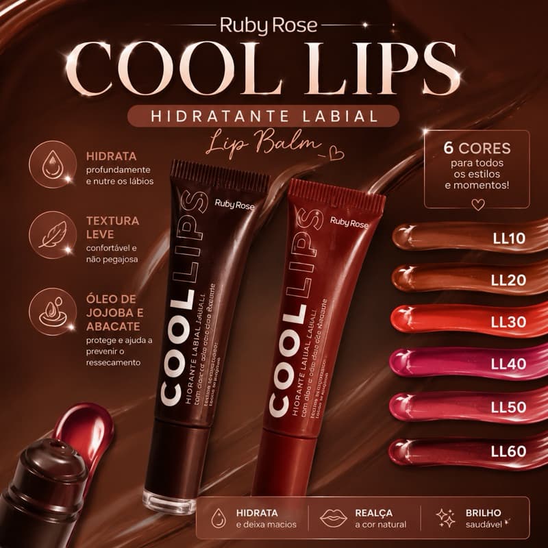 Lip Balm Cool Lips Ruby Rose Original Hidratante Labial com Óleo de Jojoba e Abacate