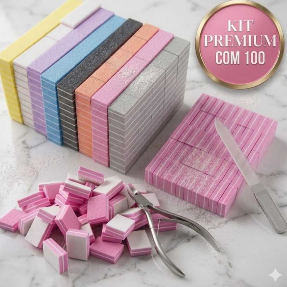 Kit Mini Lixas Buffer Bloco Quadrada Polidora Manicure nail designer 100/180