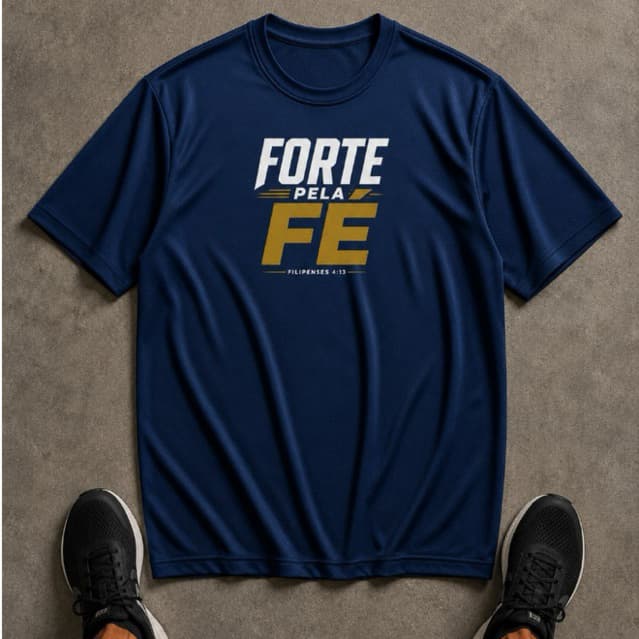 Camiseta Dryfit masculina Forte pela Fé cristã academia Respirável Original da Avve Wear