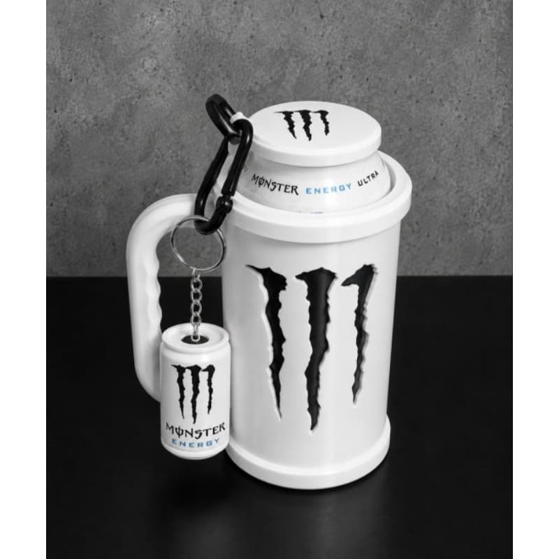 Porta Lata Monster/Kit Suporte,Tampa e Abridor chaveiro/Estilo Copo 473ml Alta Resistência Design Ergonômico