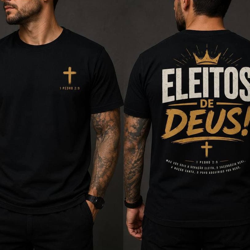 Camiseta Cristã Camisa Masculina Streetwear "Eleitos de Deus" Moda Evangélica