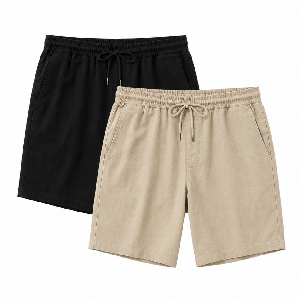 Kit 2 Short Linho Premium Moda Casual Bermuda Praia Short Mauricinho Dia a Dia Passeio Viagem Feriado