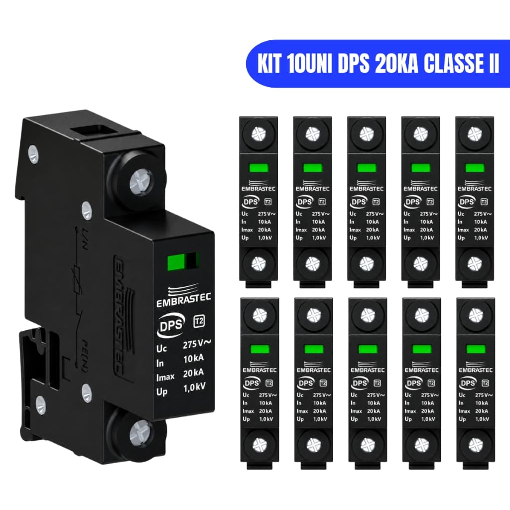 Dispositivo De Surto 20ka 275v Classe 2 Monofásico Dps 10uni