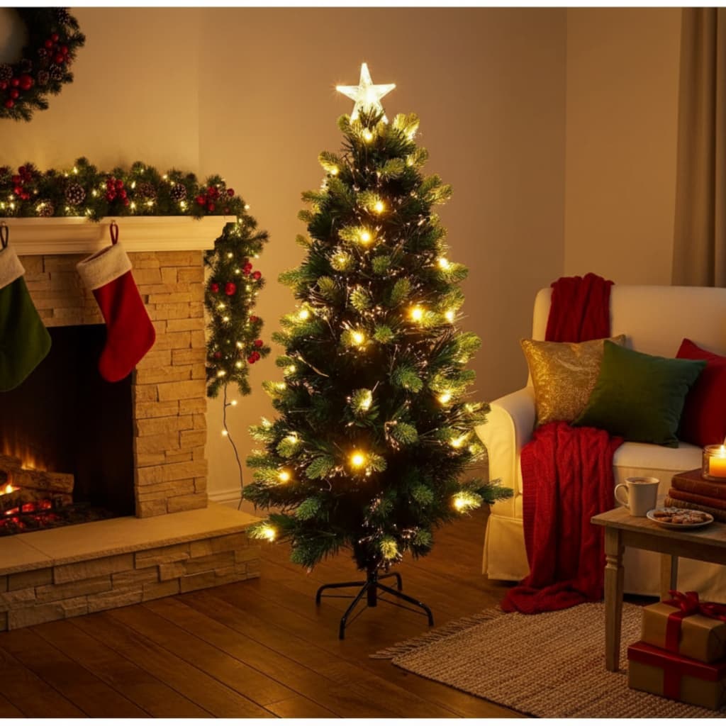 Árvore Natal Estrela Pinheirinho 120CM Iluminação Led Bivolt