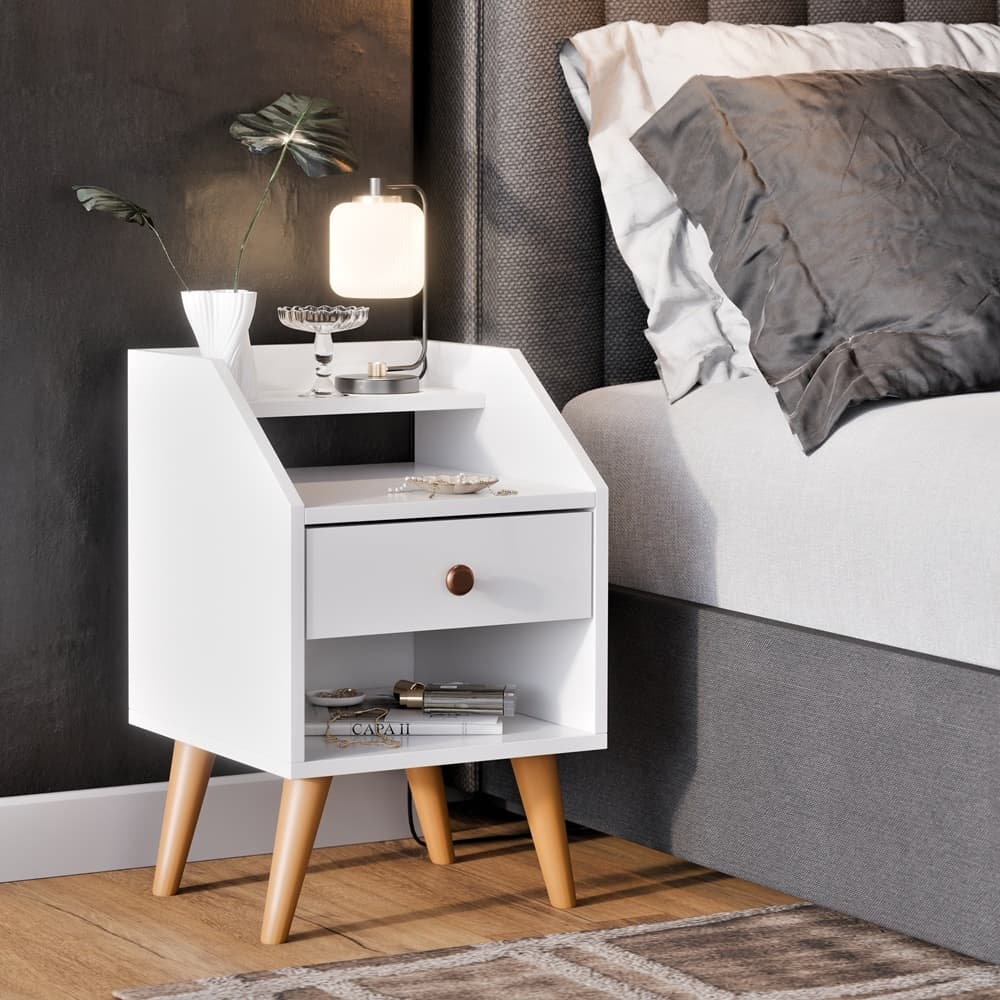 Mesa de cabeceira Quarto Perola Pequim Delta Dakota Para Quarto Vários Cores