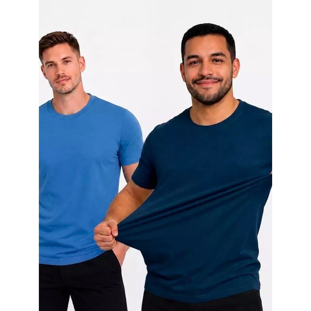 COMBO COM 2 CAMISETAS MASCULINAS MALHA PERUANA PREMIUM CORES SORTIDAS