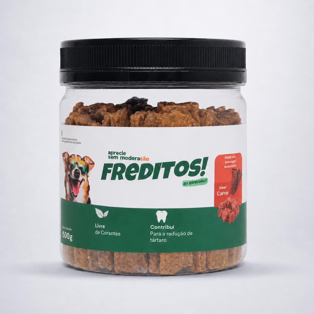 Snack Freditos Para Cães Petisco Mini Bites Sabor Carne Pote 1kg