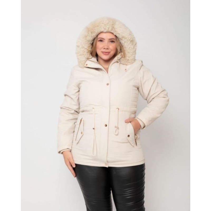 Jaqueta Parka de Sarja Forrada Peluciada outono e inverno B