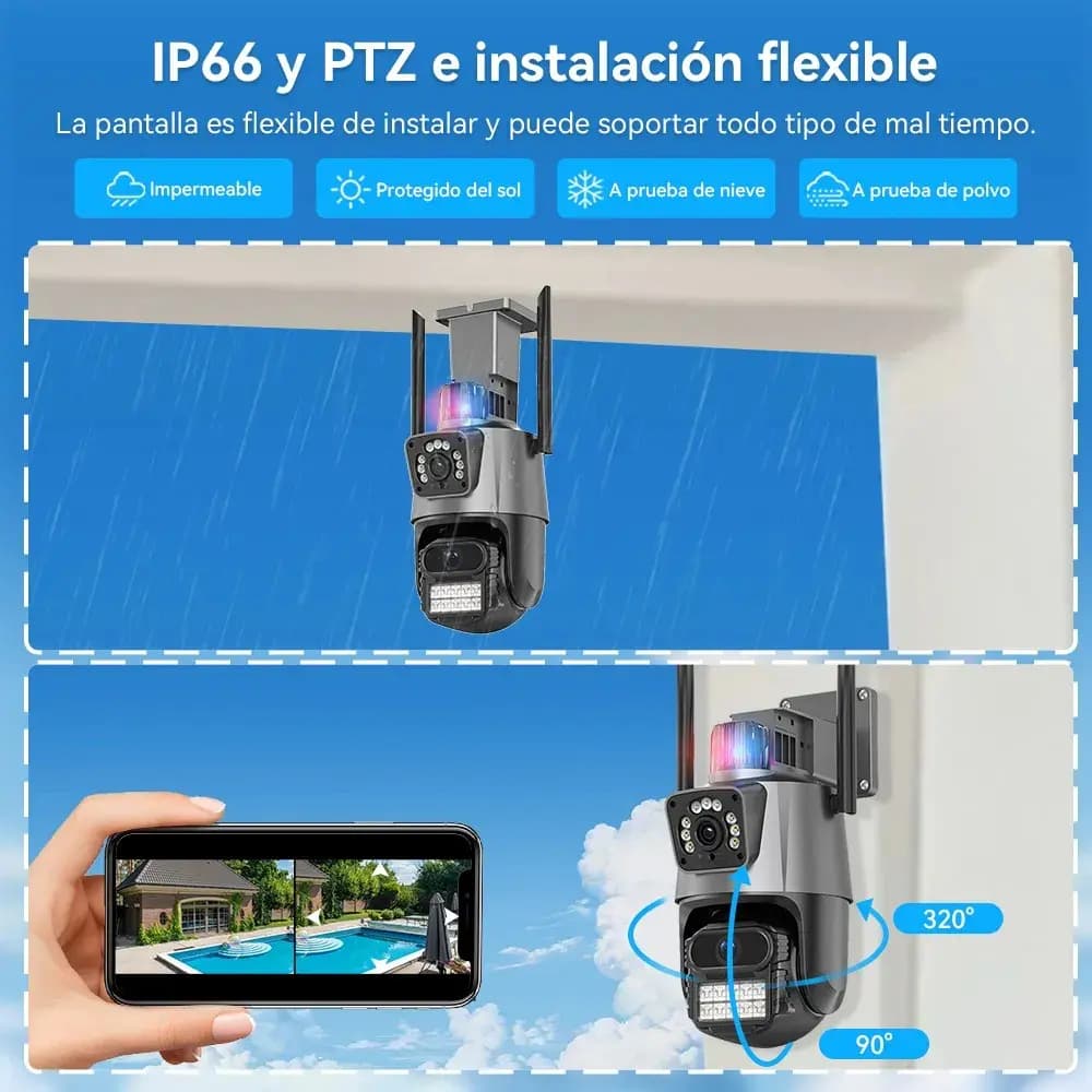 Câmera Segurança WiFi Lente Dupla Visão Noturna IP