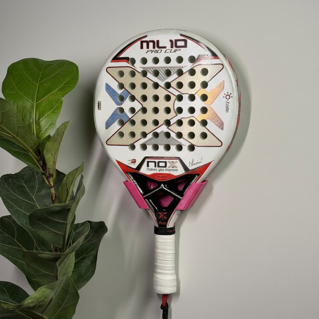 Suporte para Raquete de Padel de Parede | Porta Raquete Compacto | Fita 3M Inclusa