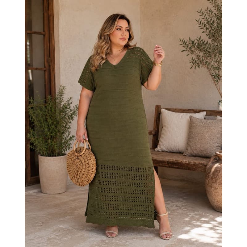 Vestido GRANDE AMPLO Longo Plus Moda Tricot Evangelica Cha revelação Madrinha Vestido Final de Ano Festas  CASAMENTO