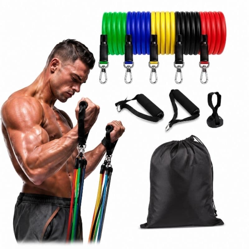 Kit Faixas Elásticas Resistência Muscular 5 Níveis Academia