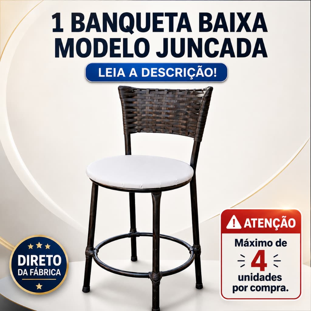 1 BANQUETA BAIXA ENCOSTO REVESTIDO EM FIBRA SINTETICA COR PRETO BANCO PARA MESAS AREAS INTERNAS E EXTERNAS