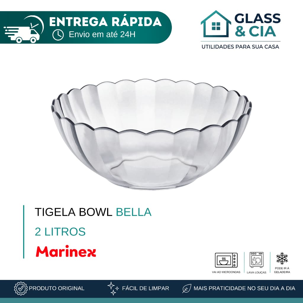 Tigela de Vidro Bowl Bella 2 litros
