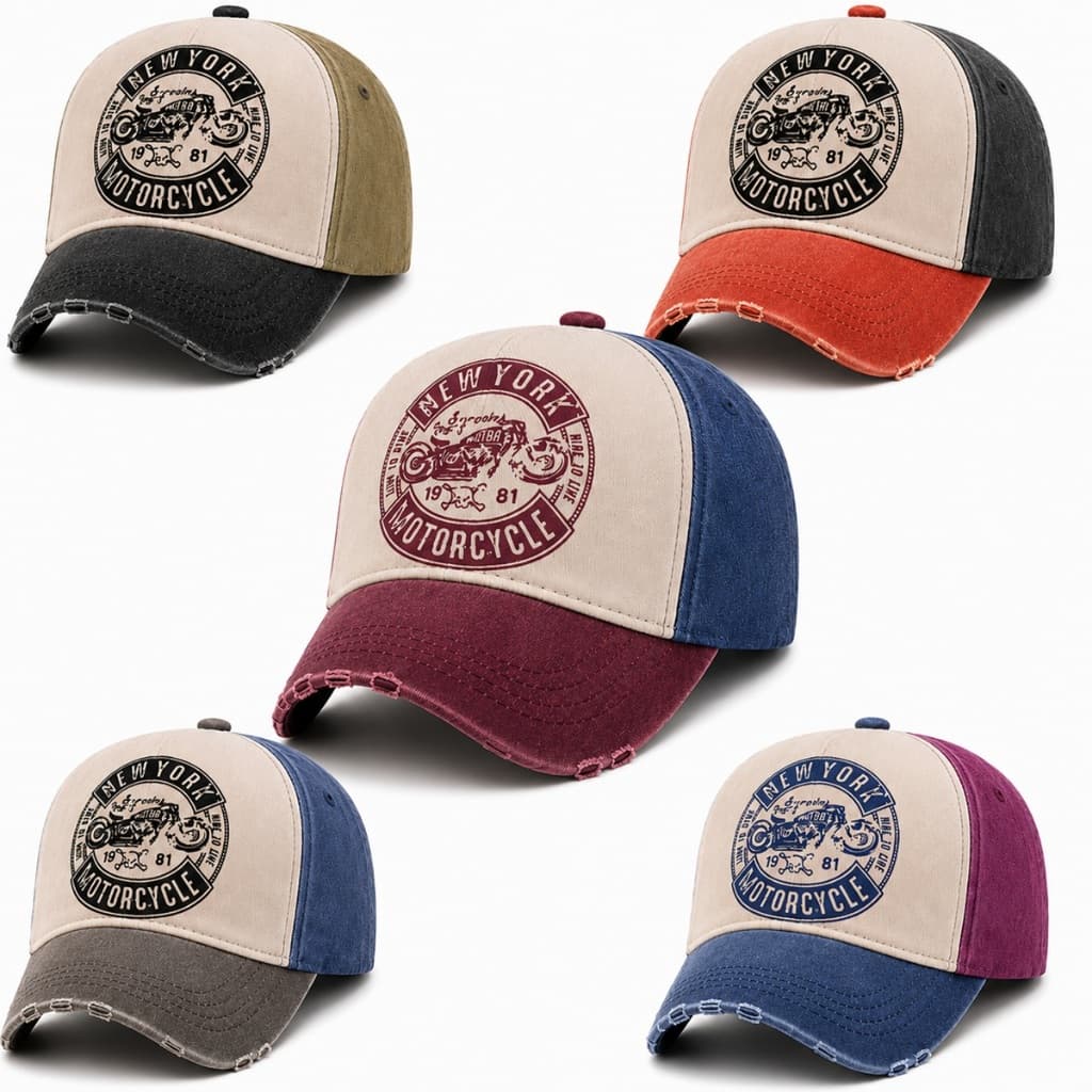 Boné Trucker Beisebol Vintage Aba Curvada Motocicleta Ajustável Unissex Estilo Casual