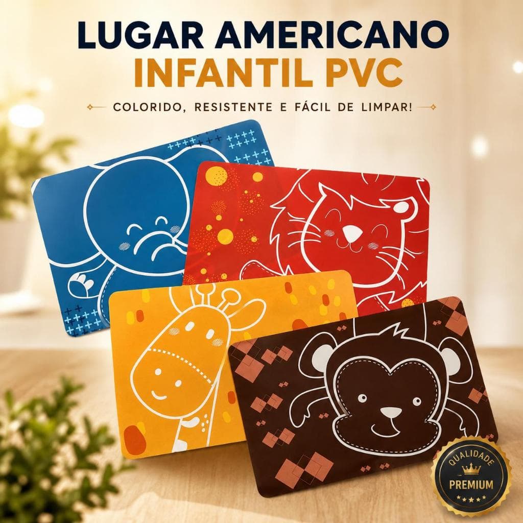 Coleção c/4 unid Lugar Americano Retangular Infantil Yazi