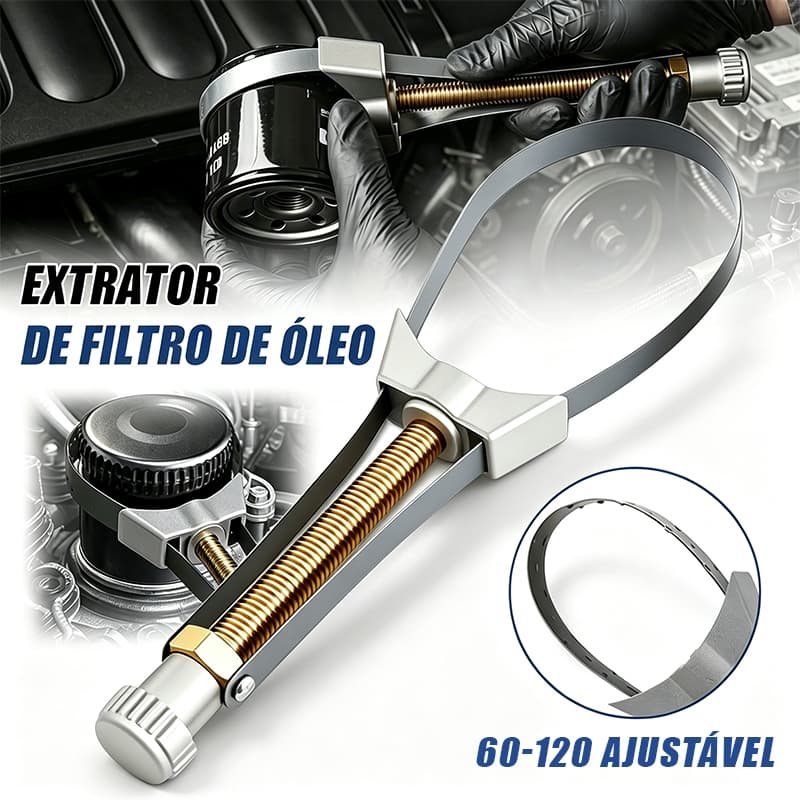 Chave Saca Filtro de Óleo Cinta Regulável 60-120mm Universal Ferramenta Automotiva Metal