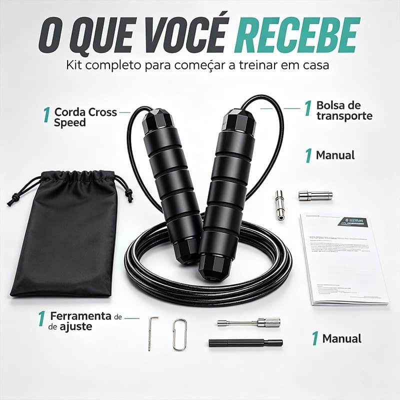 Corda de Pular Fitness Com Rolamento - 3M Ajustável, Ideal Para Treino Crossfit e Cardio