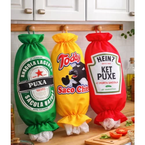 Porta Sacolas Cozinha Dispenser Puxa Saco Estampado Divertido
