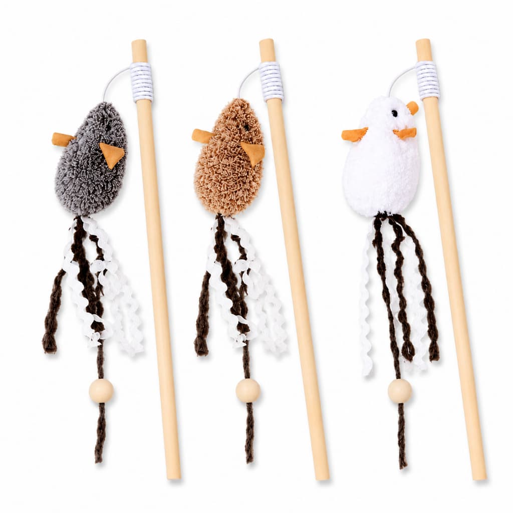 Brinquedo para Gatos Varinha com Ratinho Pelúcia Its Pet Alta Qualidade - Cores Sortidas