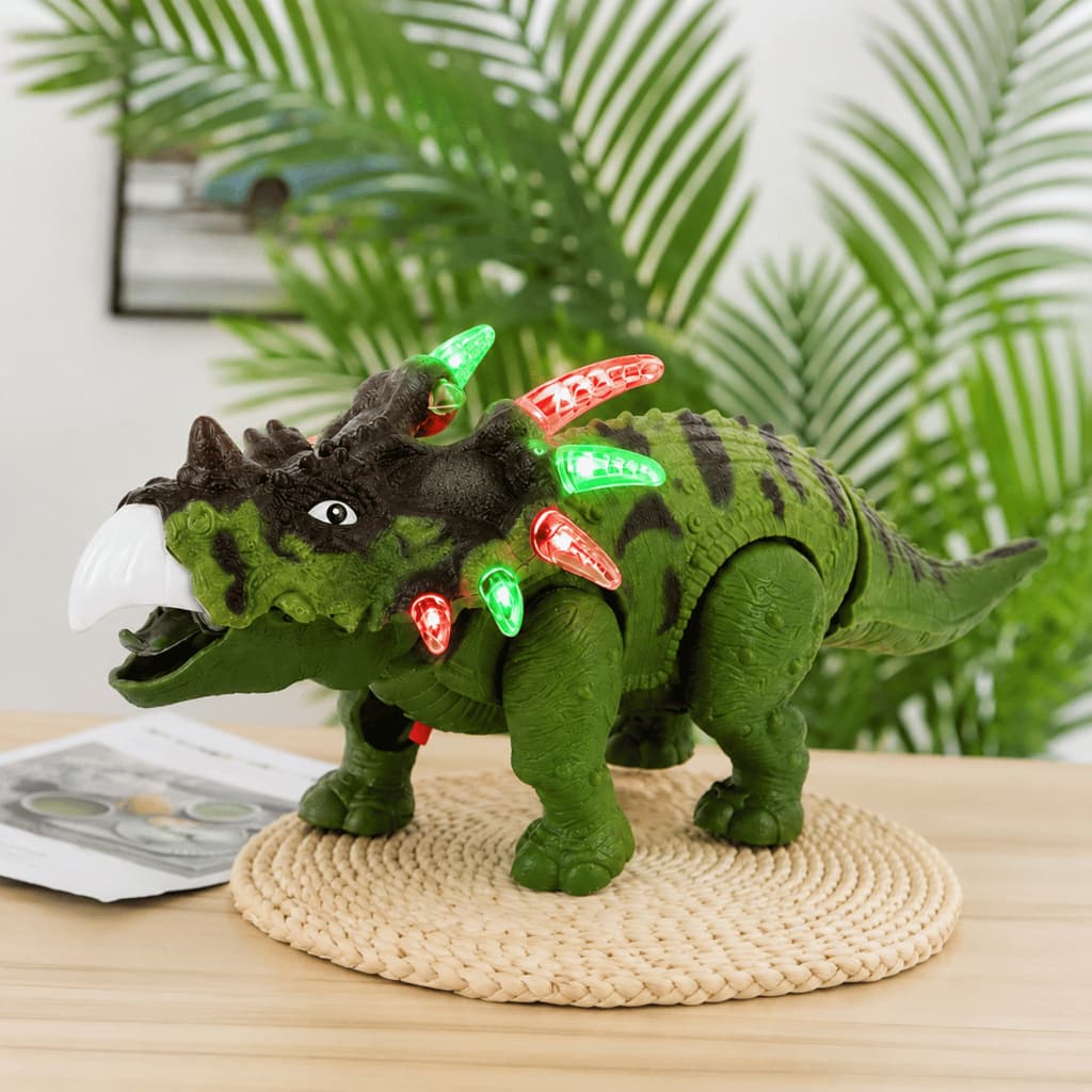 Dinossauro Triceratops com Luzes LED Som e Movimento Presente Infantil