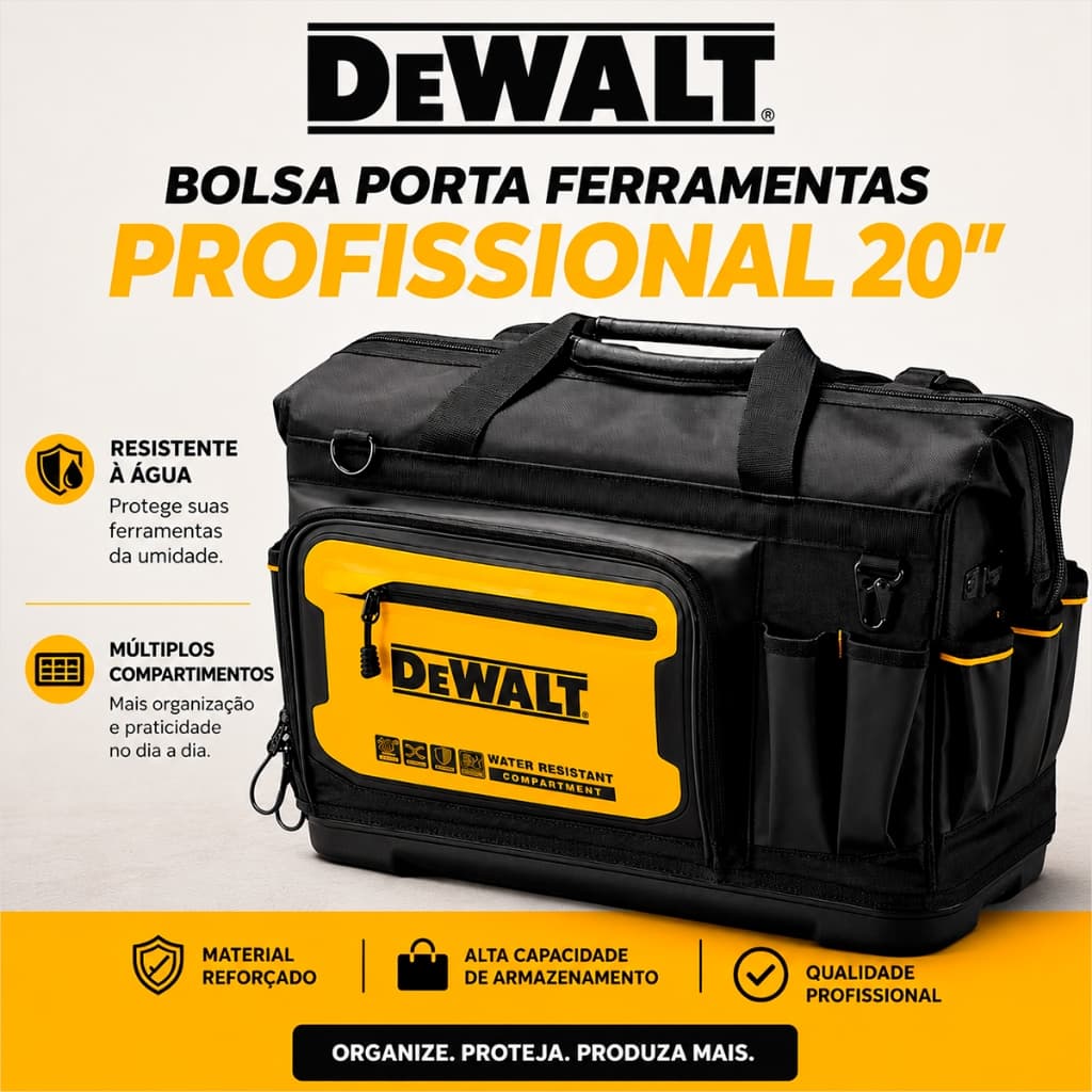 Bolsa Ferramentas 20" Bolsa de Ferramentas Para Mecânico Caixa de Ferramentas 33 Bolsos DeWALT