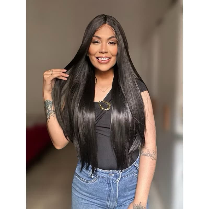 Peruca Lace Front Wig - 13x4 lisa identico ao cabelo humano 75cm