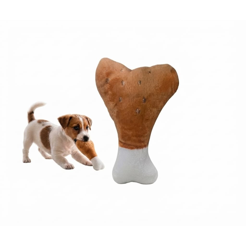 Brinquedo Pet Pelúcia Coxa De Frango Com Apito Sonoro Cães