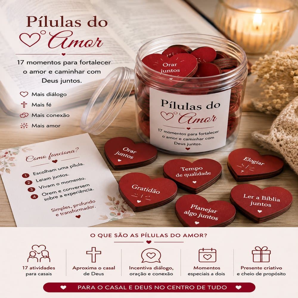 Pílulas do Amor – Atividades para Casais | Presente Especial - Kit Casal | Dinâmica Culto de Casais/Encontro de Casais