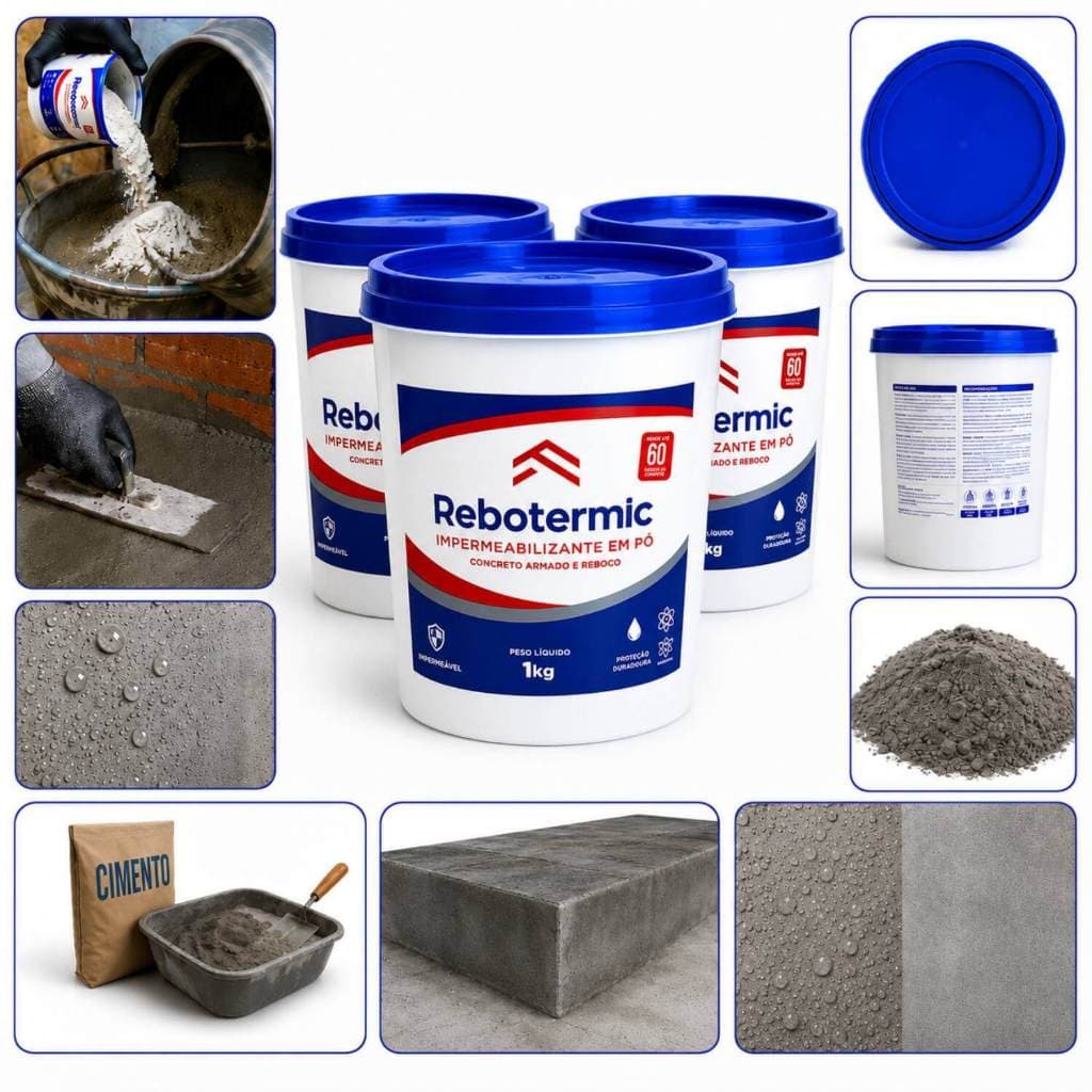 Kit 3 Rebotermic Impermeabilizante Em Pó 1kg