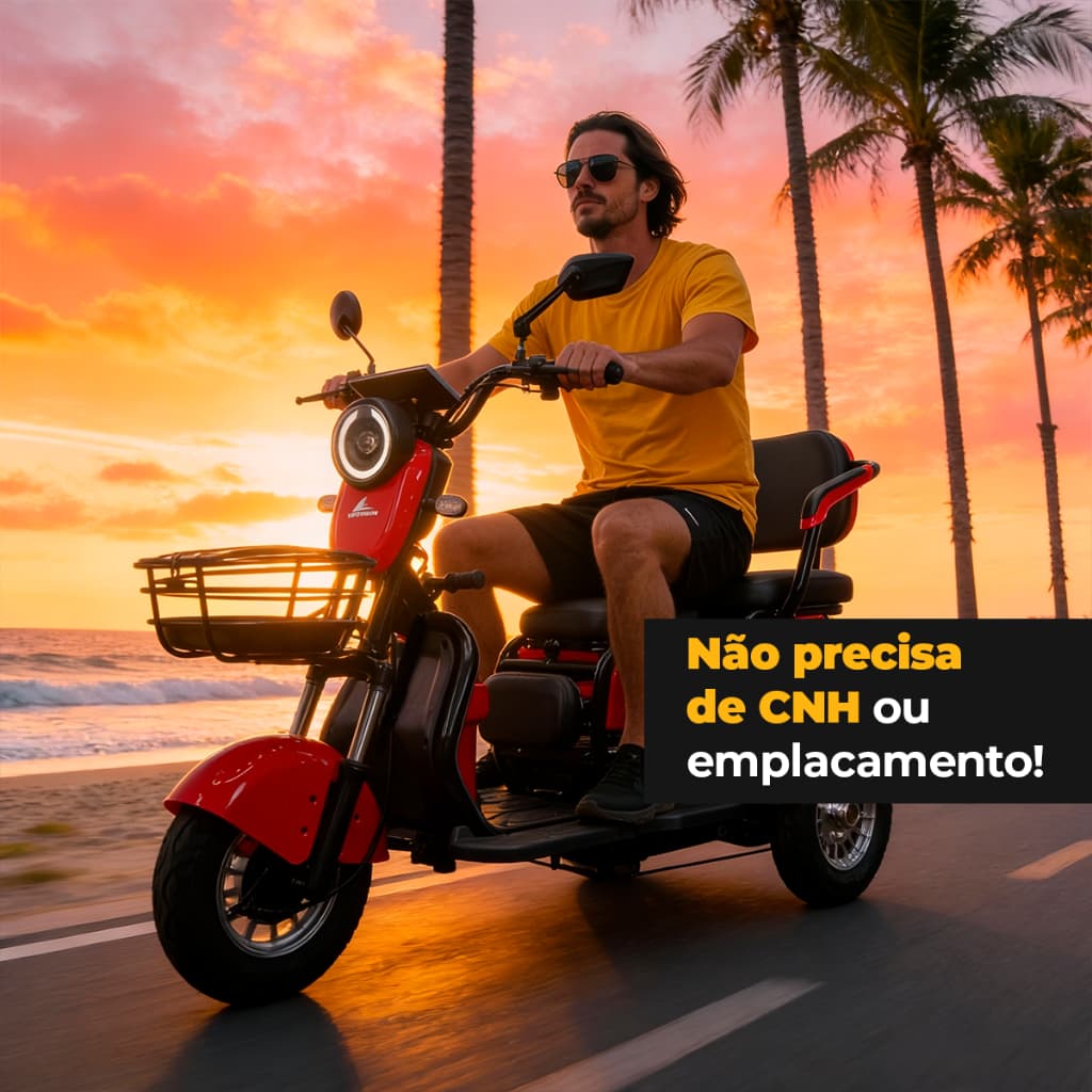 Triciclo Elétrico 800W Wehawk WX-T03 Bateria Chumbo Até 50km s/ CNH Multi 3