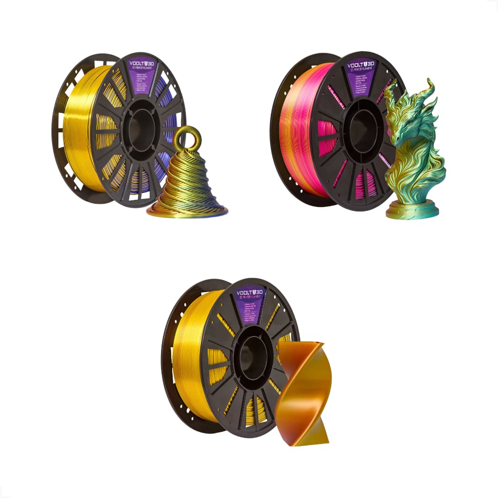 Filamento Voolt3D PLA Tri Color Silk 1KG - Impressão Premium