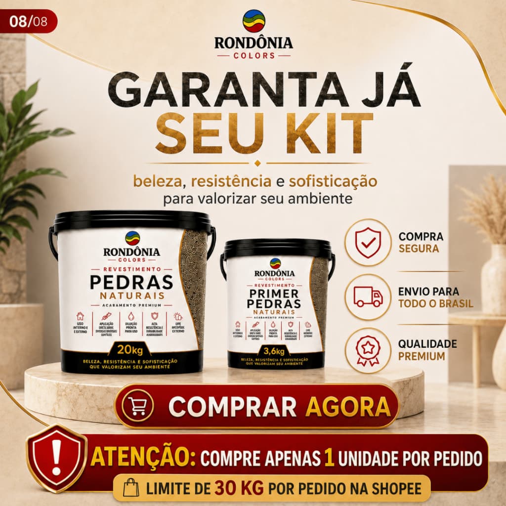 Revestimento Pedras Naturais 20kg + Primer 3,6kg Textura Decorativa Parede Fachada Pronto Uso