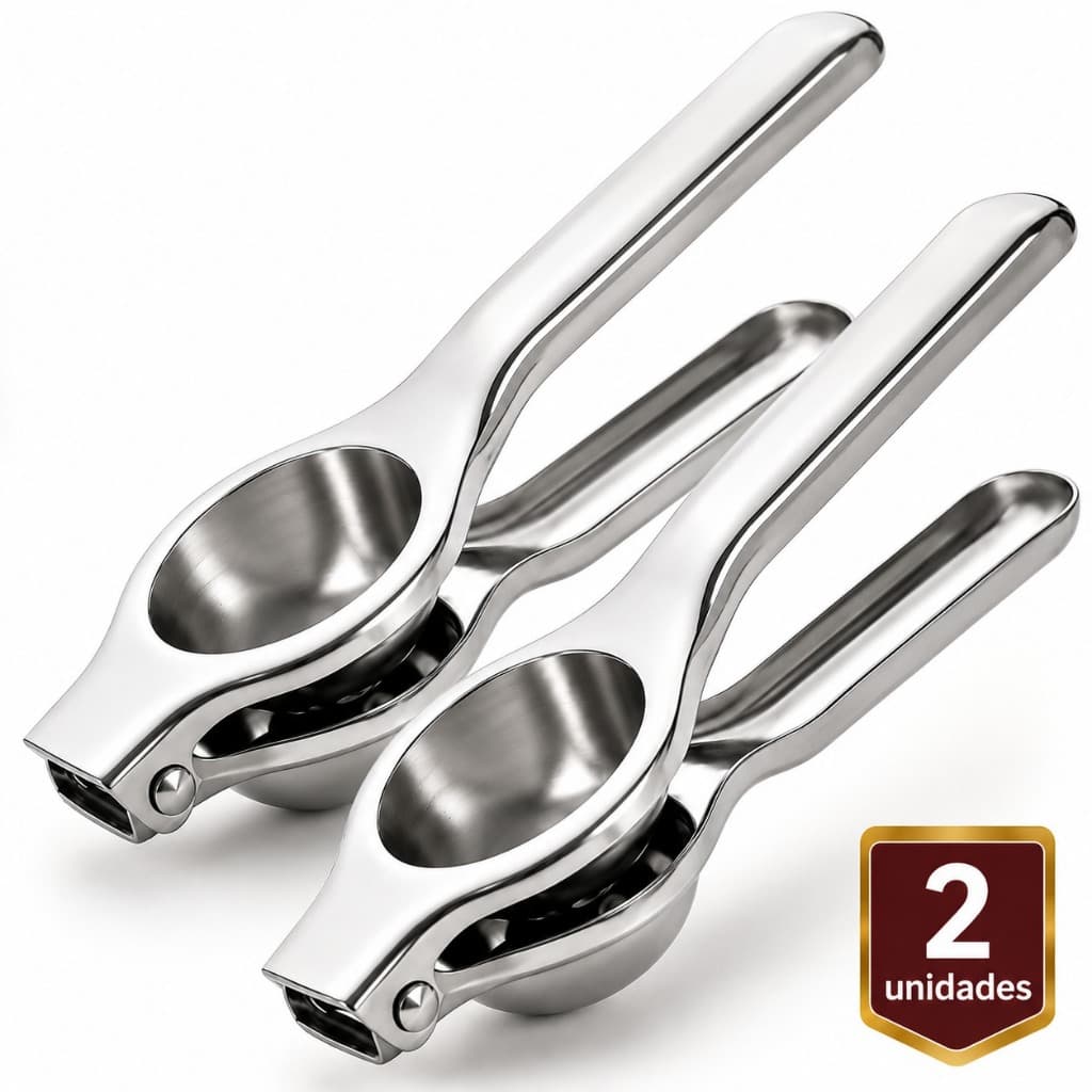 2 Espremedores De Limão Manual Aço Inox 20cm Para Laranja Cítricos Cozinha Profissional Inox