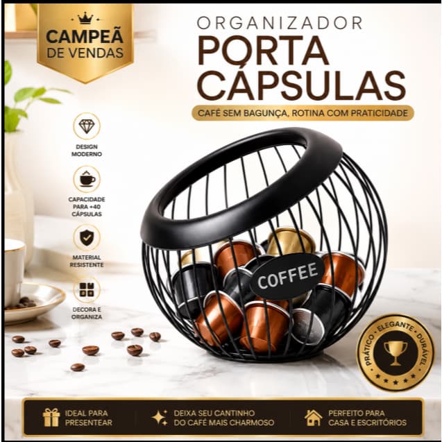 Organizador Porta Cápsulas Café Nespresso Dolce Gusto Cantinho do Café Decorativo 20cmX18cm