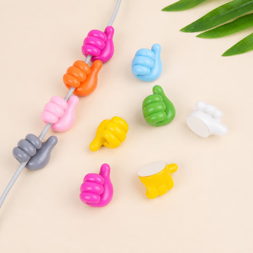 Kit 10 Organizador de Cabo Chave Fio Mãozinha Polegar Gancho Silicone Cores