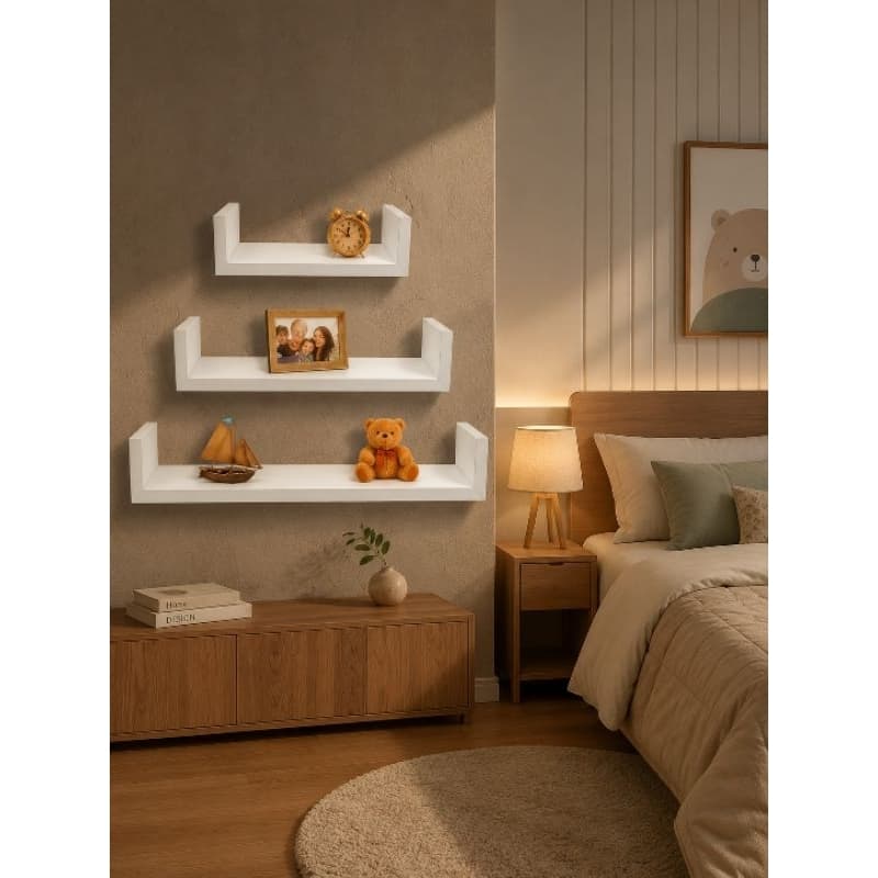 kit 3 prateleiras U 30/40/50 MDF 15mm sala quarto cozinha multiuso