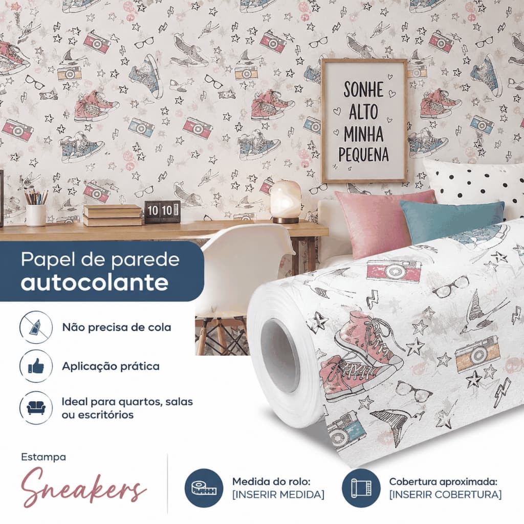Papel de parede Adesivo para adolecente Menina Teen juvenil Vintáge