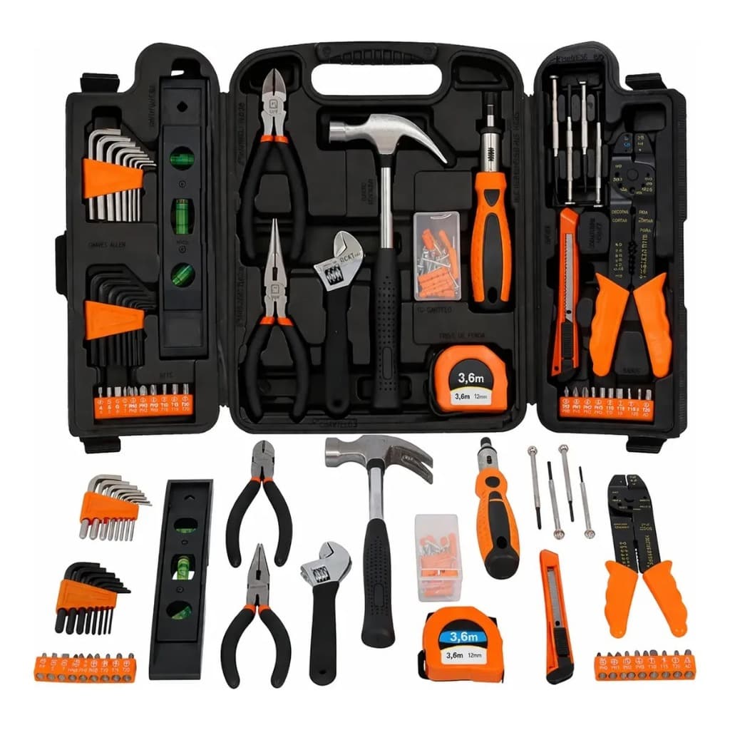 Kit  Ferramentas 129 Peças Completo C/ Maleta E Nível SPARTA
