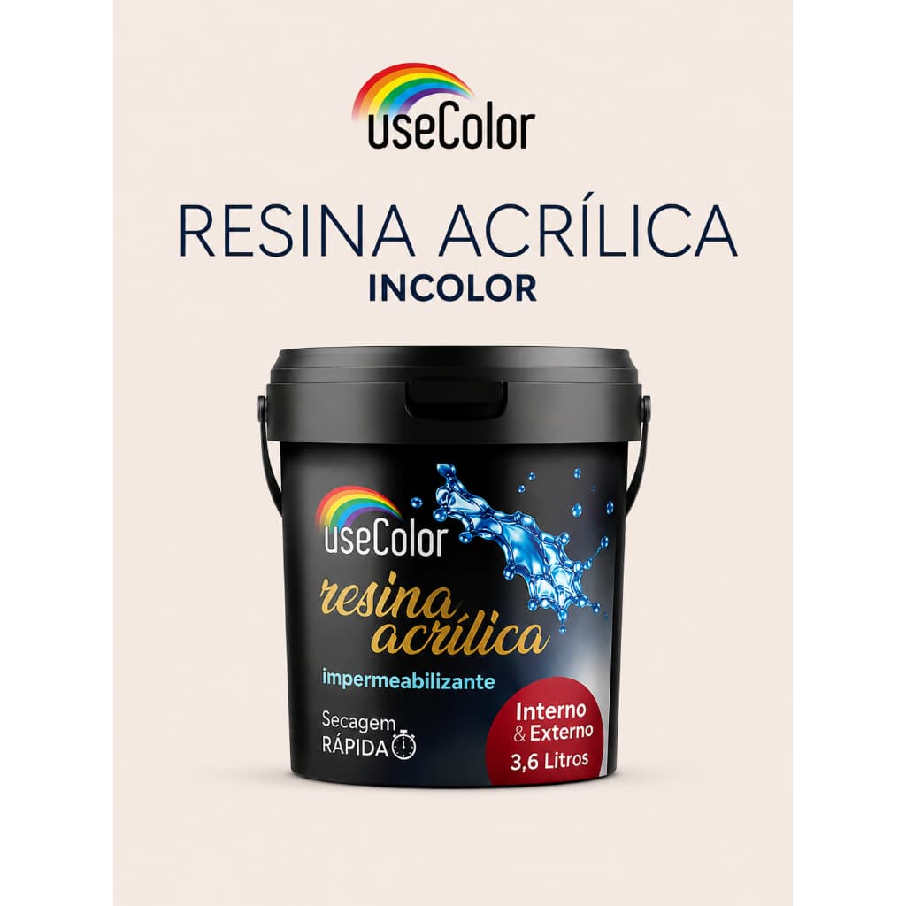 Resina Acrílica 3,6L Incolor Brilhante Base Água impermeável Multiuso