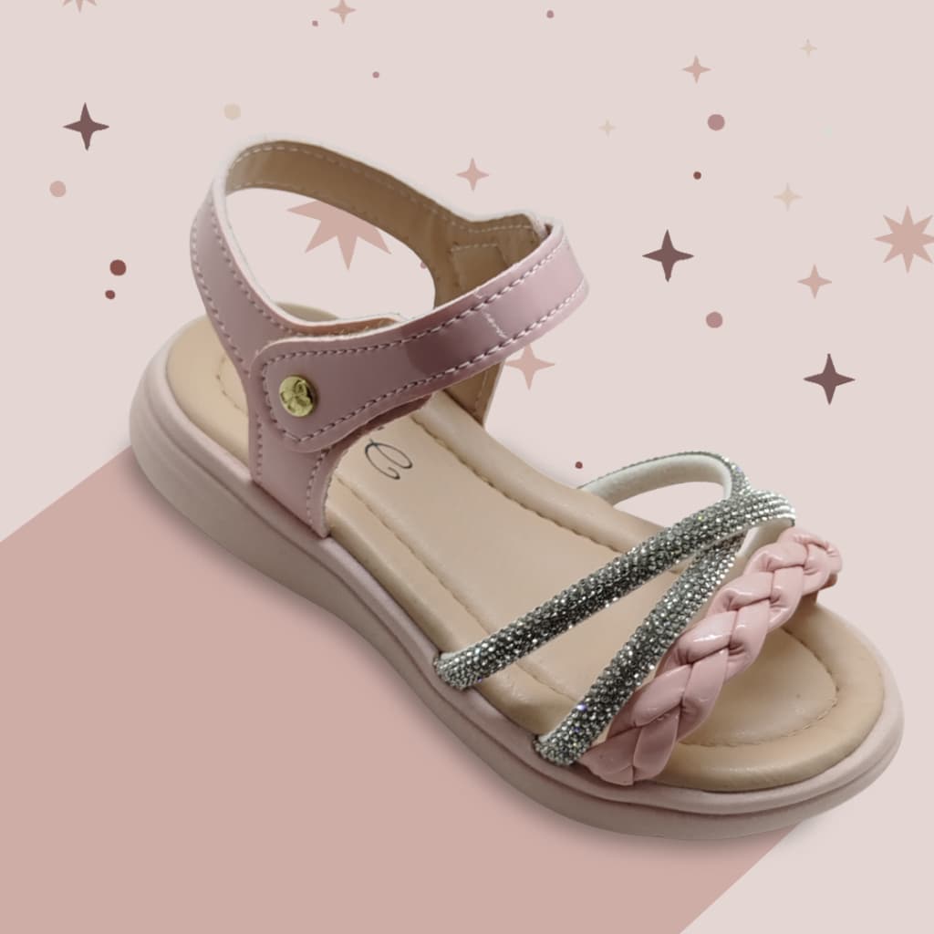 Sandália Feminina Infantil Flatt com Tiras e velcro para Mais Conforto