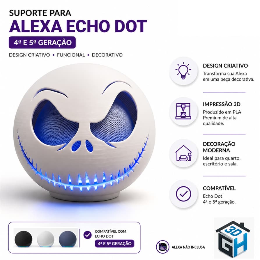 Suporte Decorativo para Alexa Echo Dot 4ª e 5ª Geração – Jack
