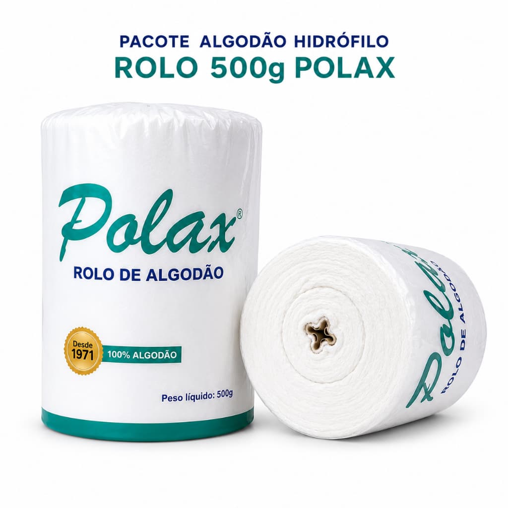 Algodão Hidrófilo Rolo 500g Polax Macio e Absorvente