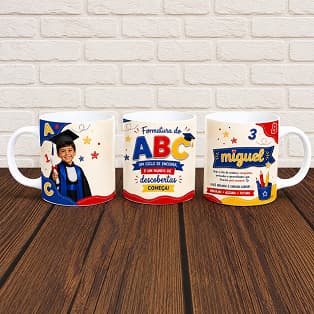 Caneca personalizada | xicara formatura ABC infantil | lembrancinha escolar | cerâmica 325ml ( fazemos qualquer arte)