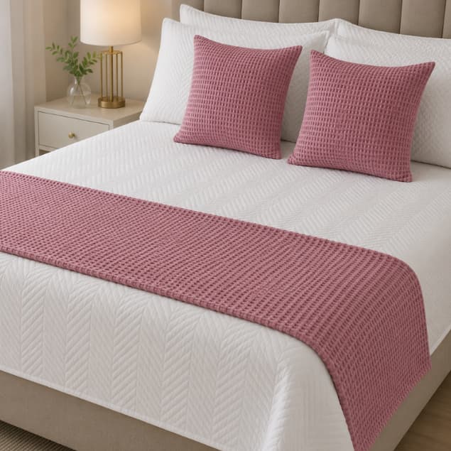 Kit 2 Capas de Almofada 45x45 + Peseira para Cama Posta Tecido Piquet