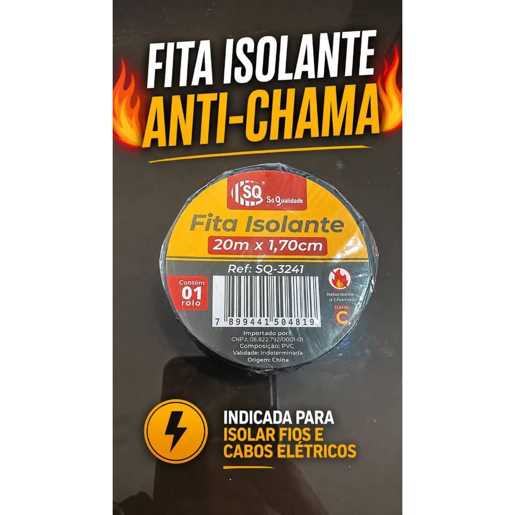 Kit 5/10 Fitas isolante 20 Metros Alta Qualidade Anti-Chama - OPORTUNIDADE