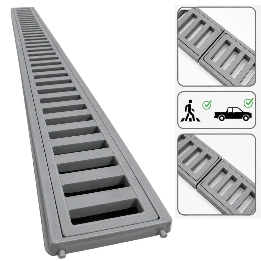 ralo linear grelha 10x100 com suporte ( 2 peças 10x50cm )