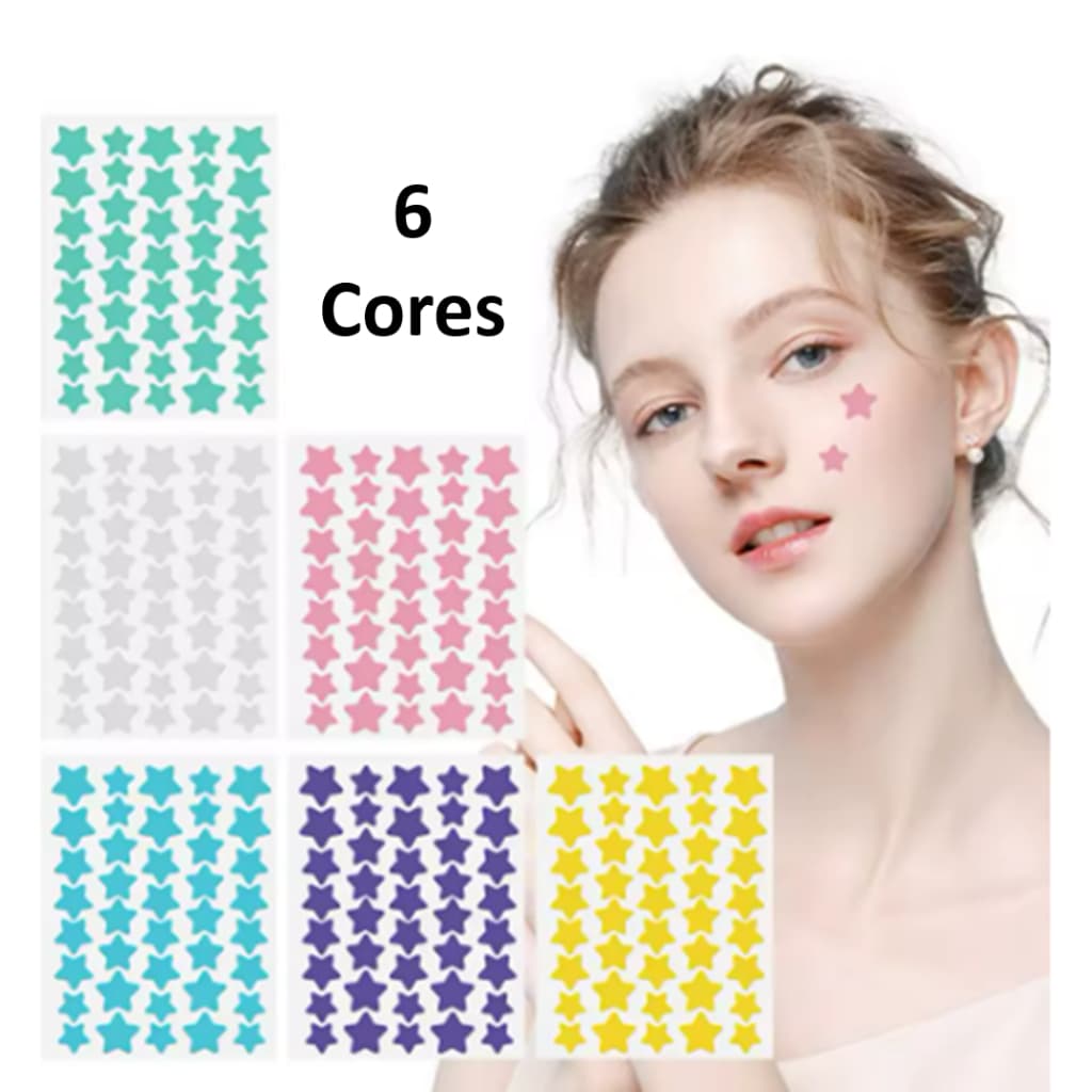 Adesivo Secante Para Espinhas Hidrocoloide Estrela Pimple Patch 40un 1 Cartelas Várias cores Lux Presentes e Mimos